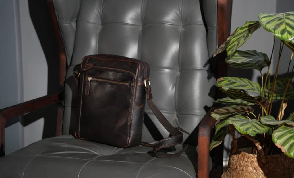 dark brown messenger bag