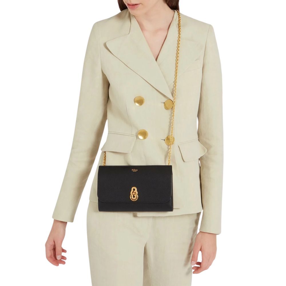 Mulberry Amberley Clutch Black Small Classic Grain Bag