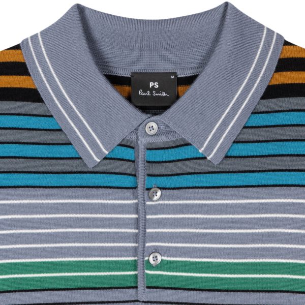 PAUL SMITH Multi Stripe Merino Wool Polo Shirt 2