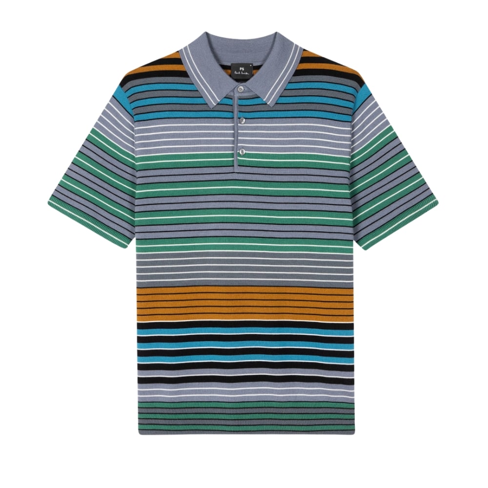 PAUL SMITH Multi Stripe Merino Wool Polo Shirt