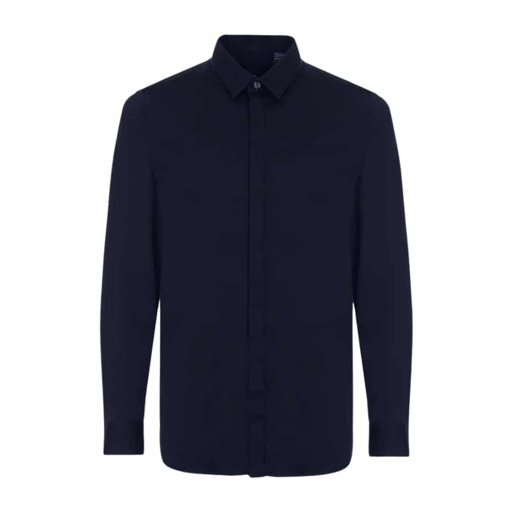 Armani Exchange Concealed Button Front Navy Shirt
