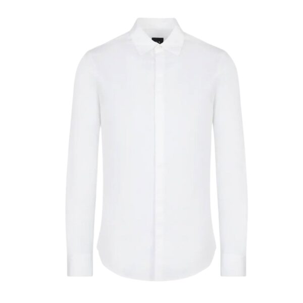 Armani Exchange Concealed Button Front White Shirt