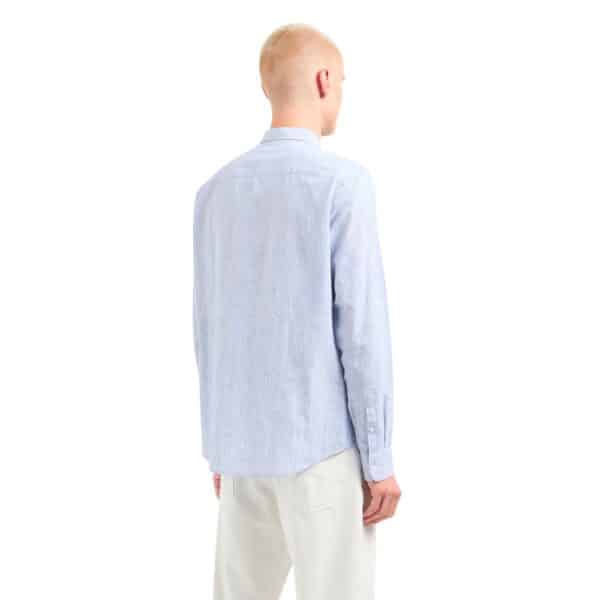 Armani Exchange Fine Strip Linen Blend Blue Shirt 2