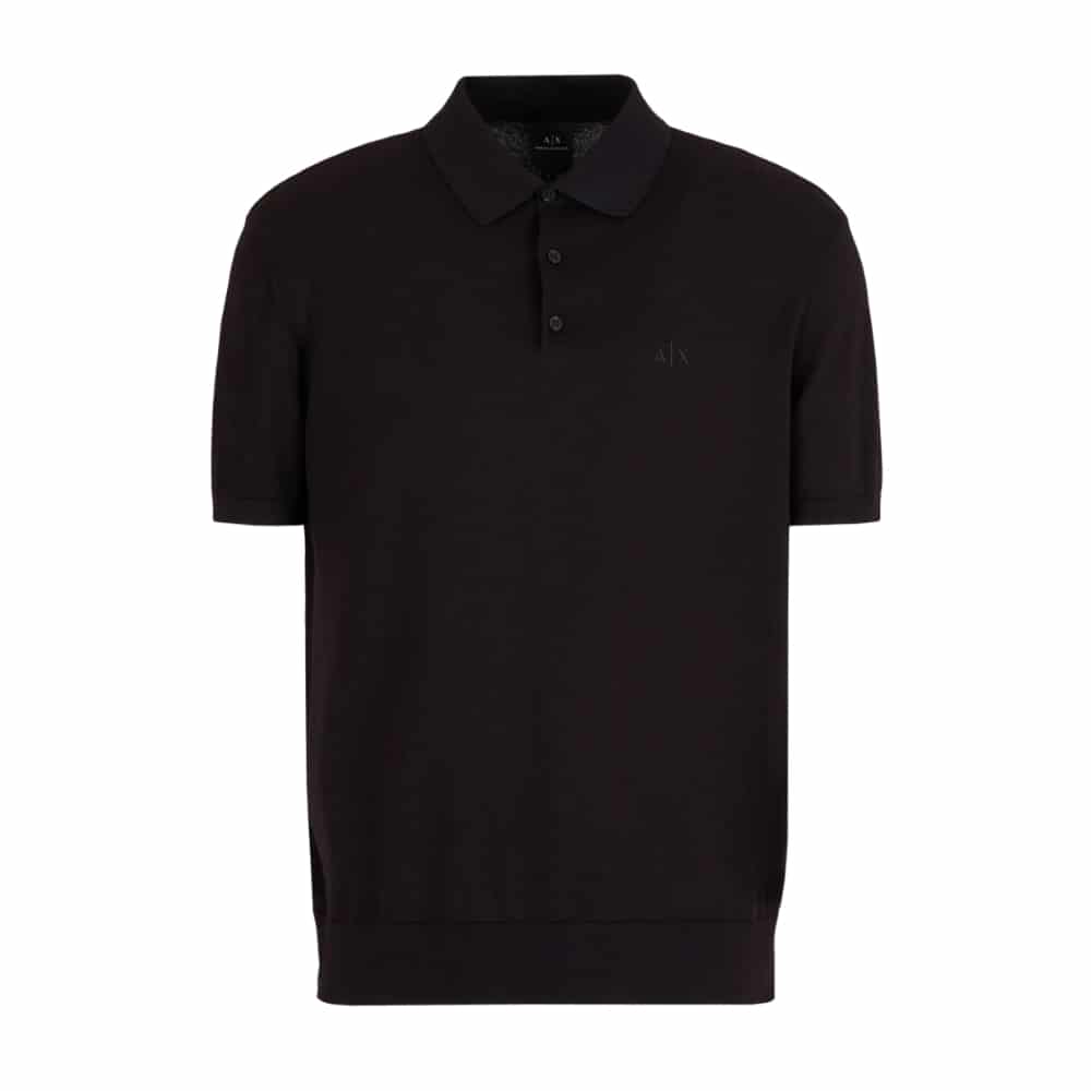 Armani Exchange Knitted Cotton Navy Polo Shirt