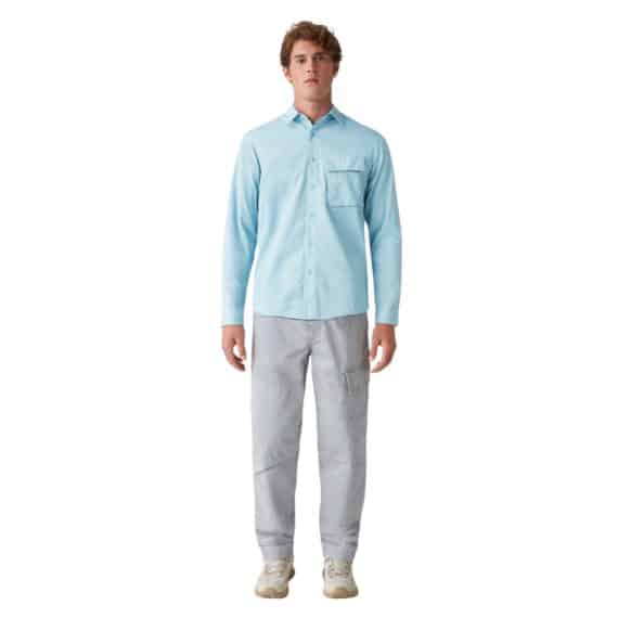 BELSTAFF Scale Garment Dye Skyline Blue Cotton Shirt | Menswear Online
