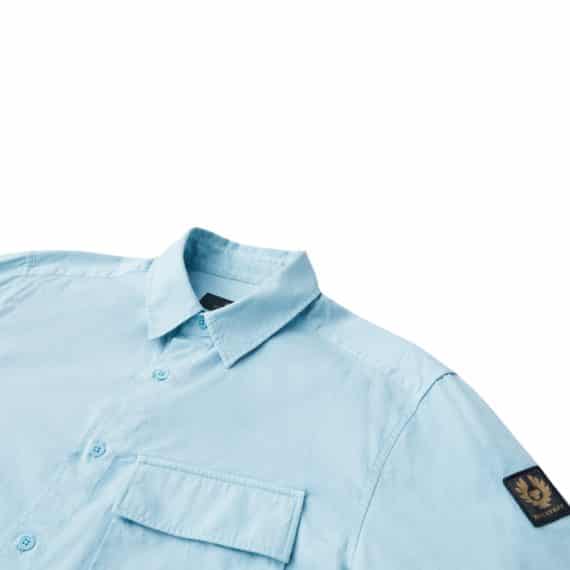 BELSTAFF Scale Garment Dye Skyline Blue Cotton Shirt | Menswear Online