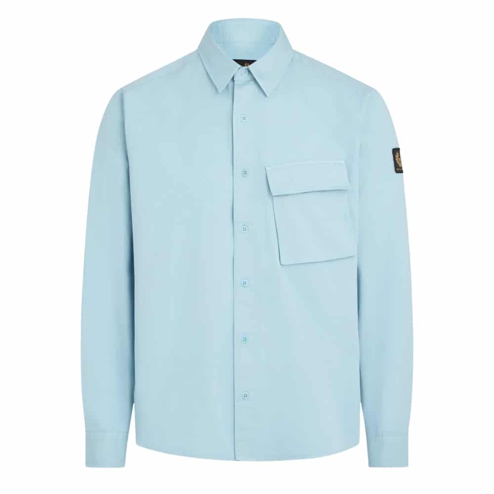 Belstaff Scale Garment Dye Skyline Blue Cotton Shirt
