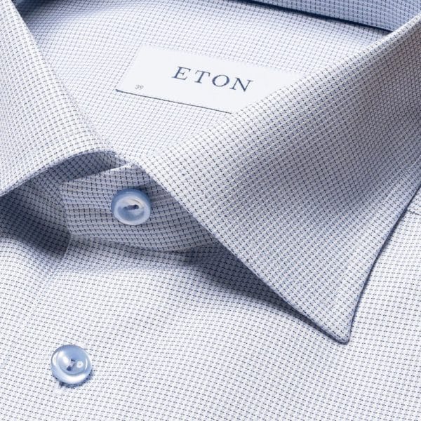 Eton Dobby Check Contemporary Fit Blue Shirt 2