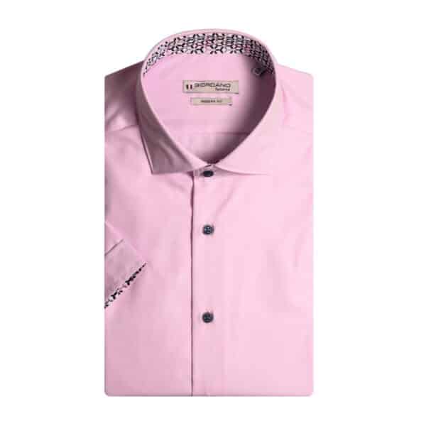 Giordano Lago Geometric Trim Semi Cutaway Short Sleeve Pink Shirt