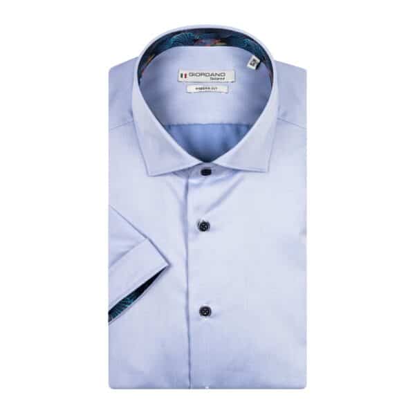 Giordano Lago Solid Fine Twill Semi Cutaway Short Sleeve Mid Blue Shirt