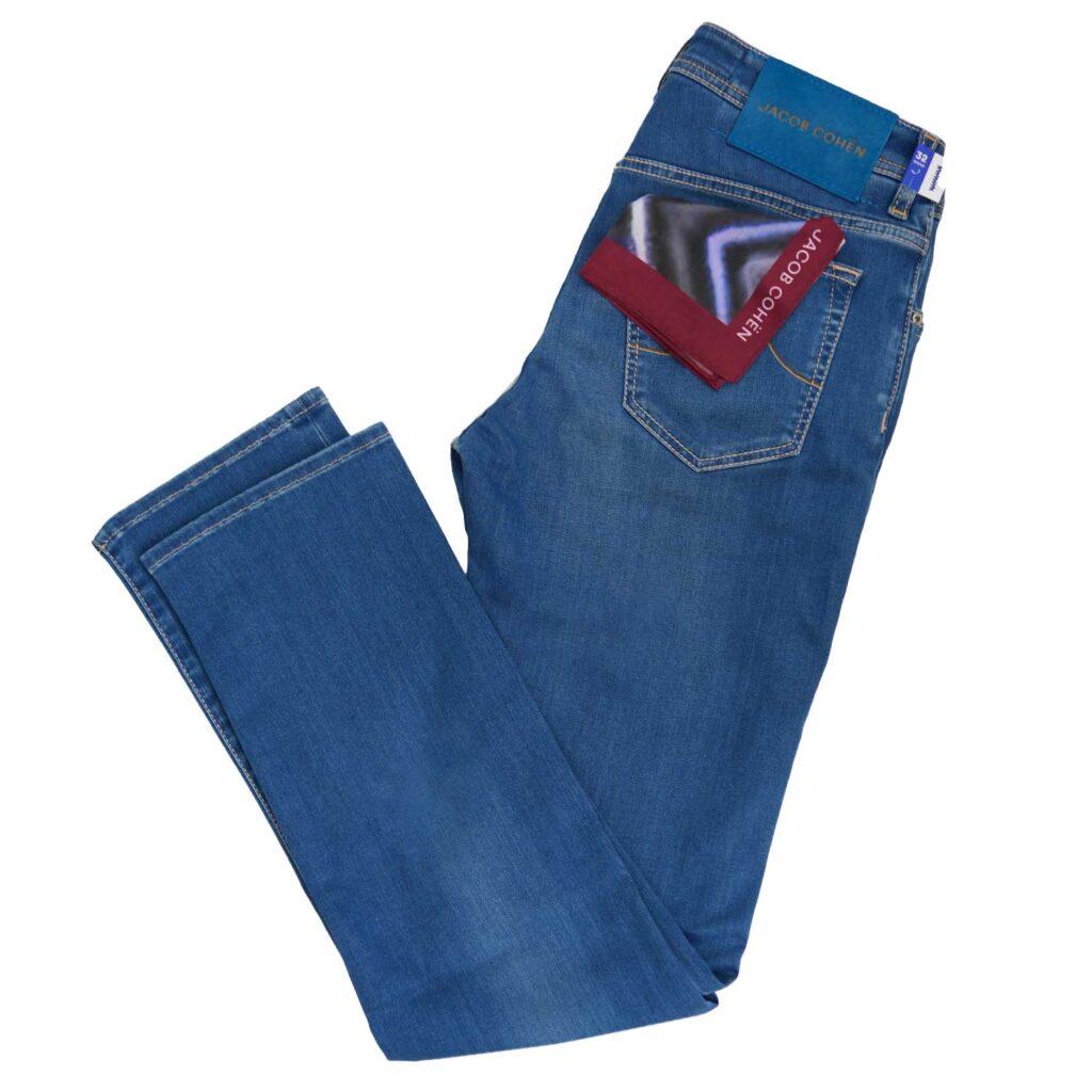 Jacob Cohen Bard Aqua Badge Super Stretch Soft Mid Blue Jeans