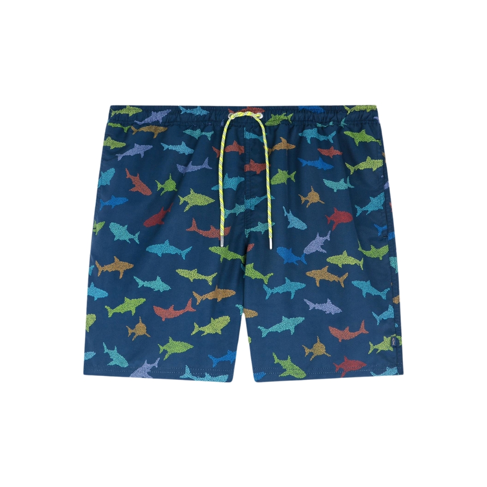 Paul Shark All Over Multi Shark Print Navy Swim Shorts