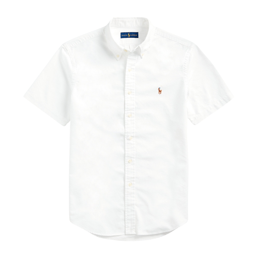 Polo Ralph Lauren Slim Fit Oxford Button Down Short Sleeve White Shirt