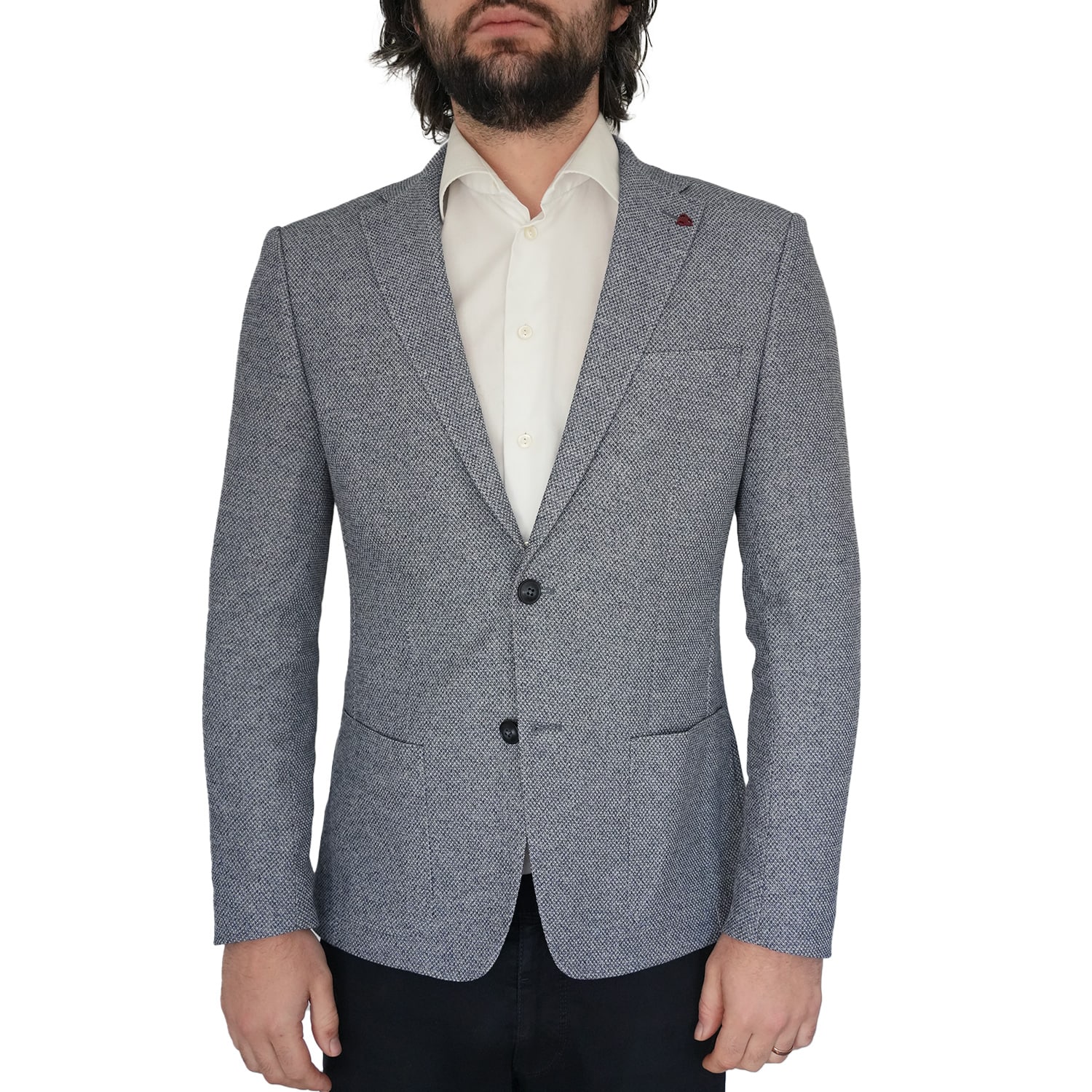 Roy Robson Slim Fit Diamond Textured Grey Jersey Jacket 2