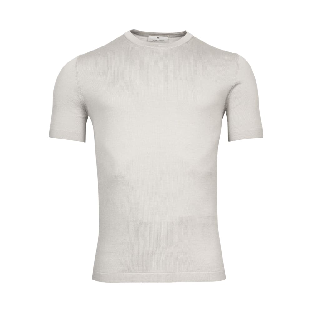 Thomas Maine Merino Wool Light Grey T Shirt