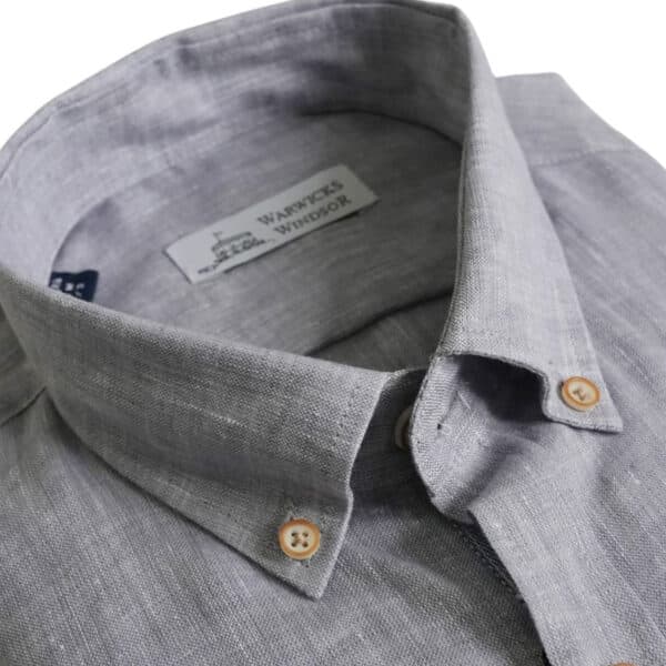 Warwicks grey linen shirt collar