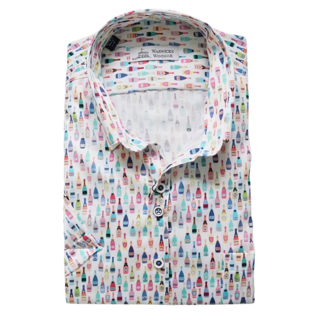 Warwicks short sleeve shirt bottle pattern