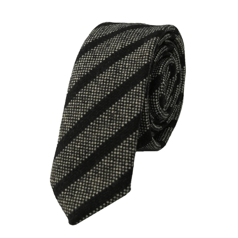 striped grey wool tie