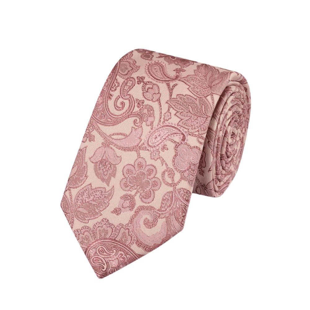 AMANDA CHRISTENSEN Dusty Pink Paisley Silk Tie Menswearonline