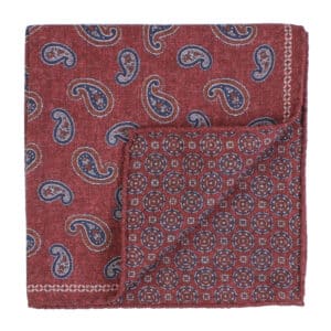 Amanda Christensen Classic Paisley Double Sided Red Pocket Square