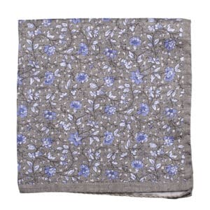 Amanda Christensen Floral Grey Pocket Square Silk