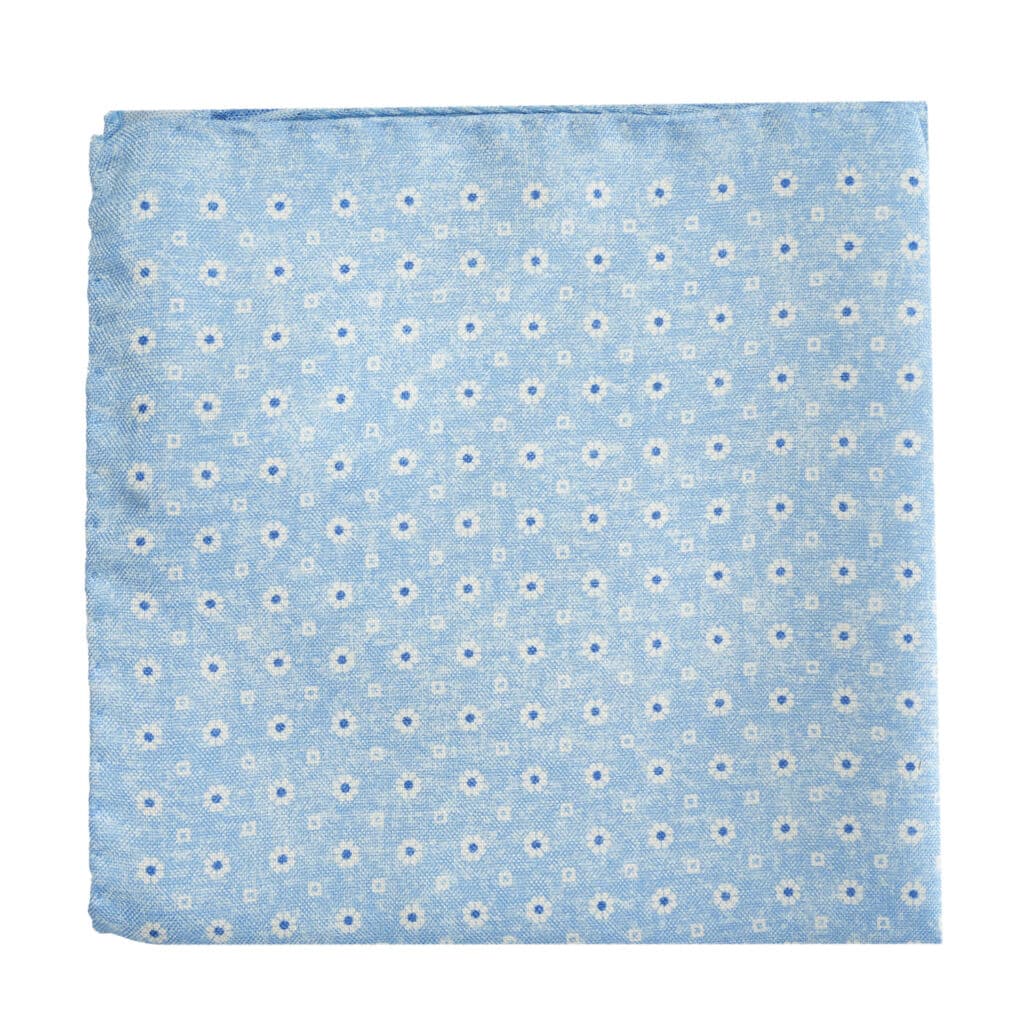 Amanda Christensen blue pocketsquare with blue pattern