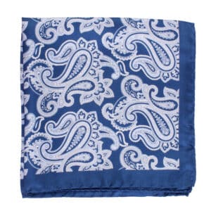 Amanda Christensen dark blue pocket square with Paisley PRINT Pattern