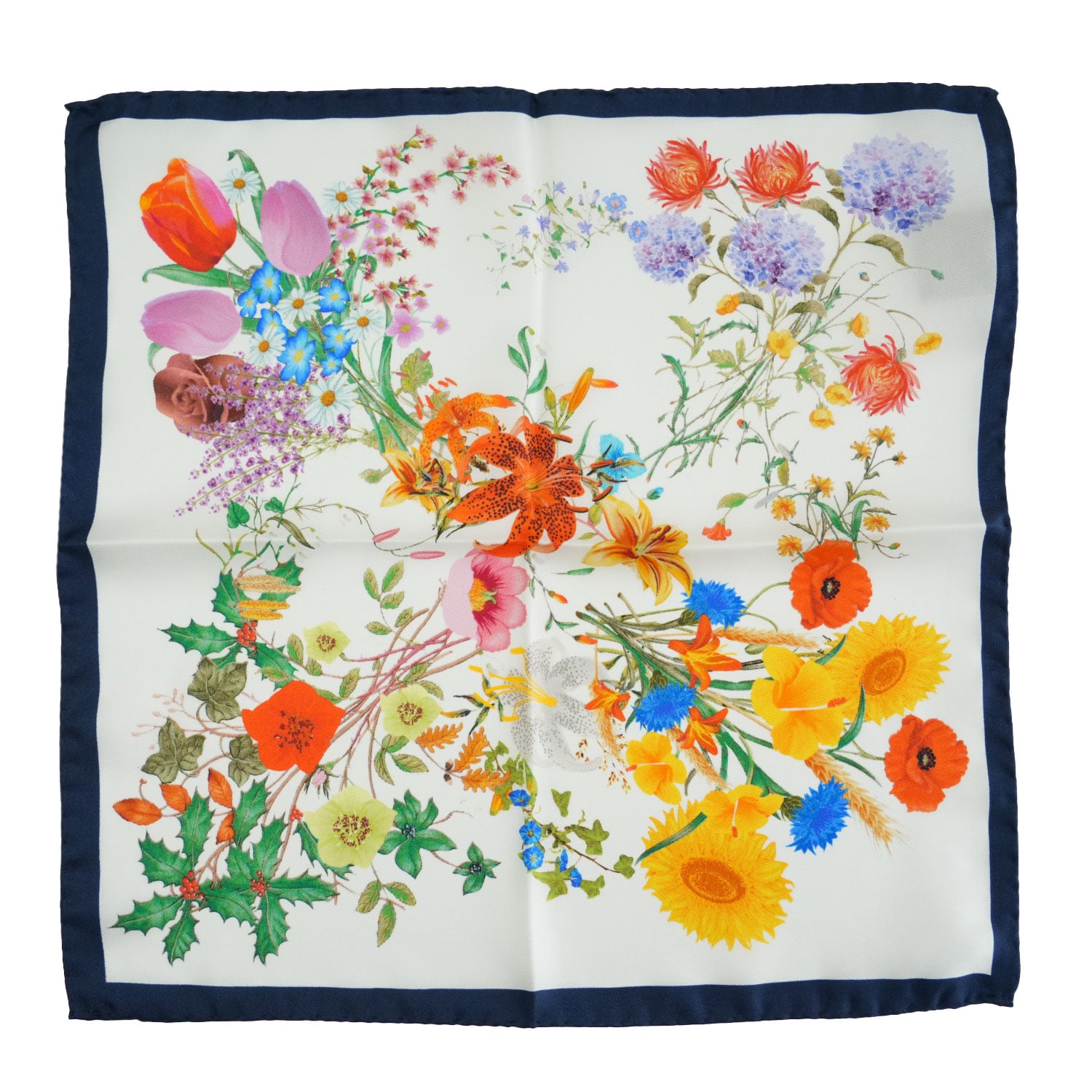 Amanda Christensen white pocketsquare with floral pattern