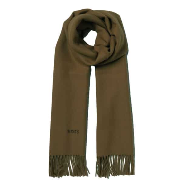 BOSS pure wool scarf olive green
