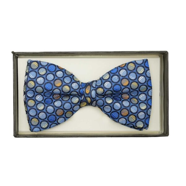Blue cirlce pattern bow tie