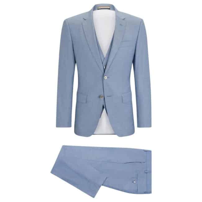 BOSS THREE-PIECE SLIM FIT WOOL BLEND SUIT