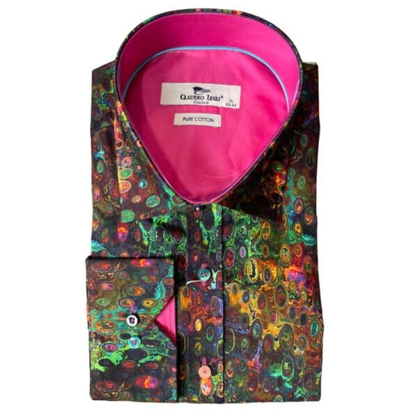 CLAUDIO LUGLI Pink Oil Slick Oasis Print Shirt Menswearonline
