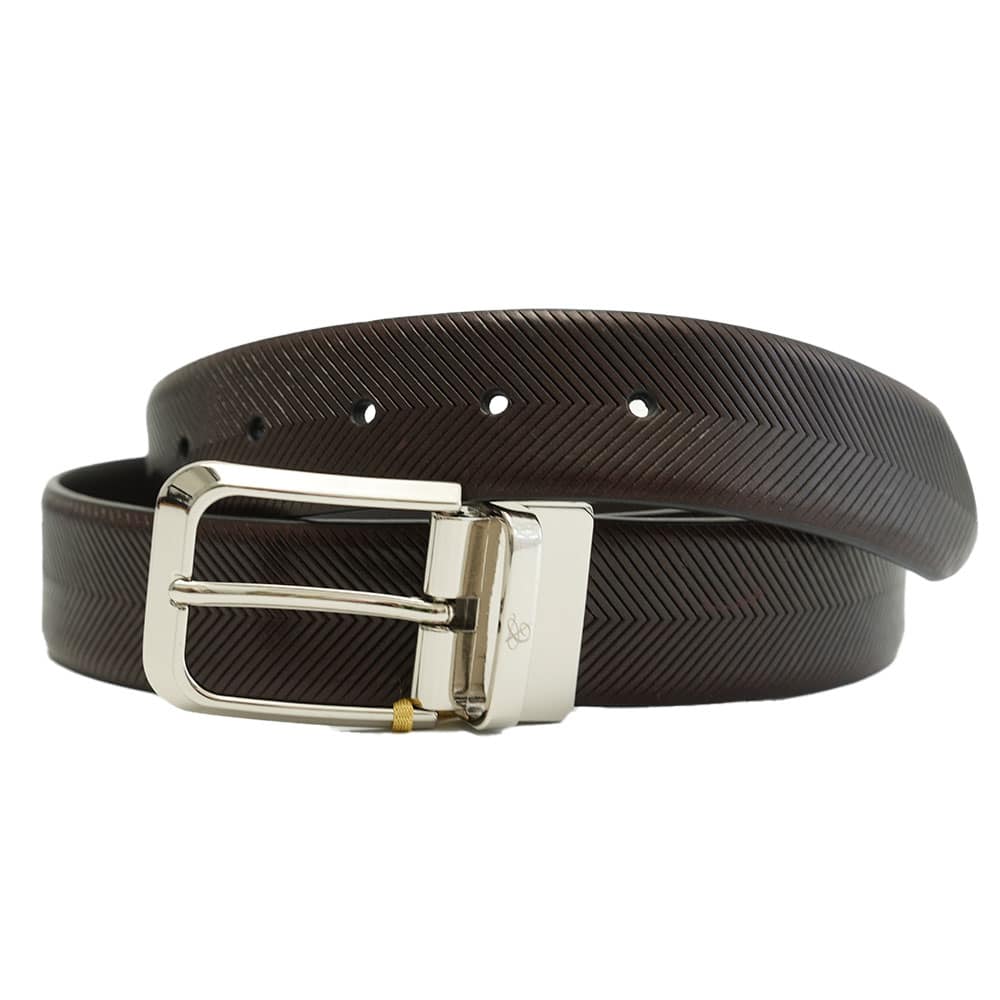 Canali Brown Belt with fishtail pattern