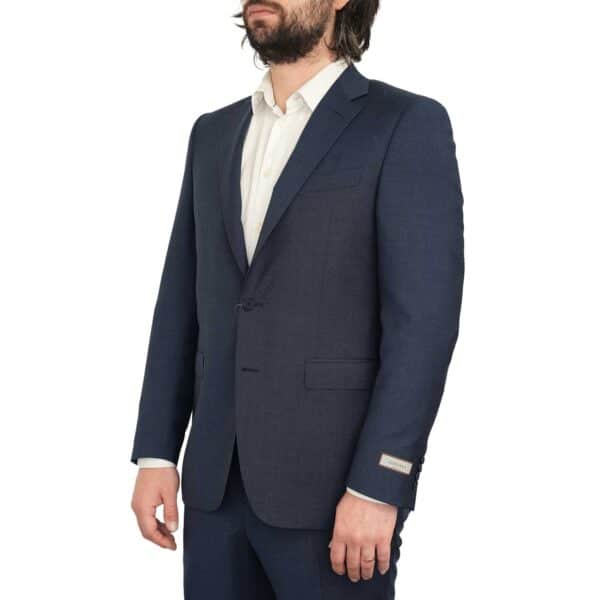 Canali Pure Wool Micro Basket Weave Slim Fit Petrol Blue Suit 2