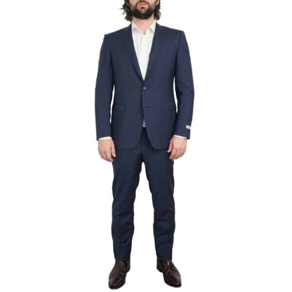 Canali Pure Wool Micro Basket Weave Slim Fit Petrol Blue Suit 3