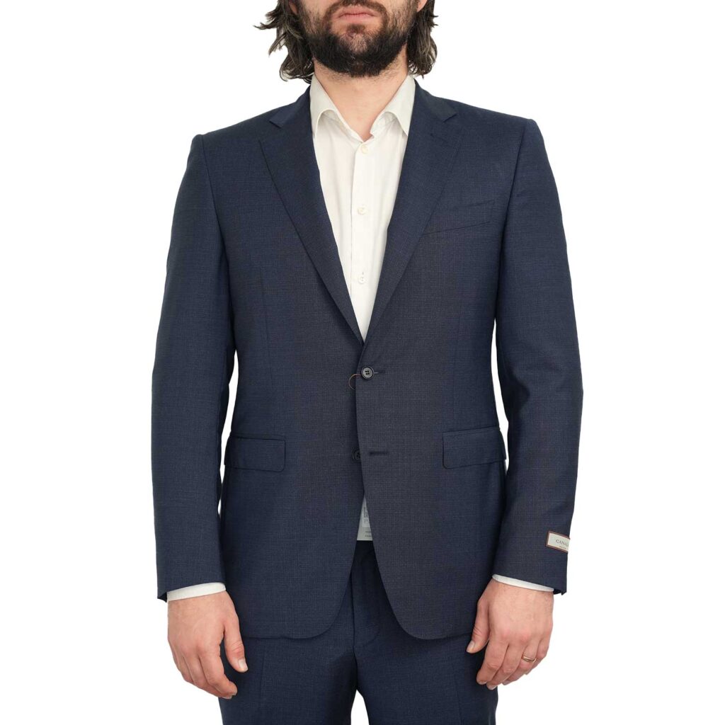 Canali Pure Wool Micro Basket Weave Slim Fit Petrol Blue Suit 4