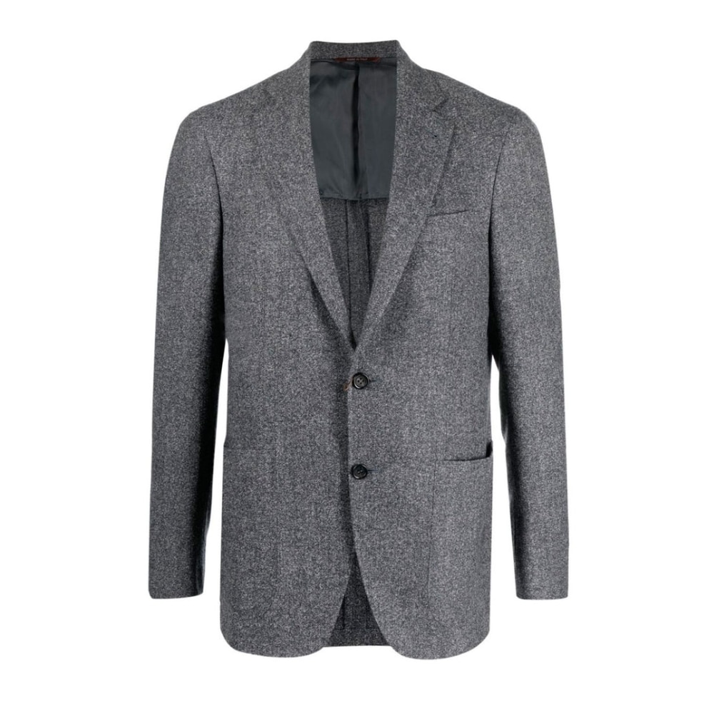 Canali Slim Fit Pure Wool Silk Half Lined Grey Jacket
