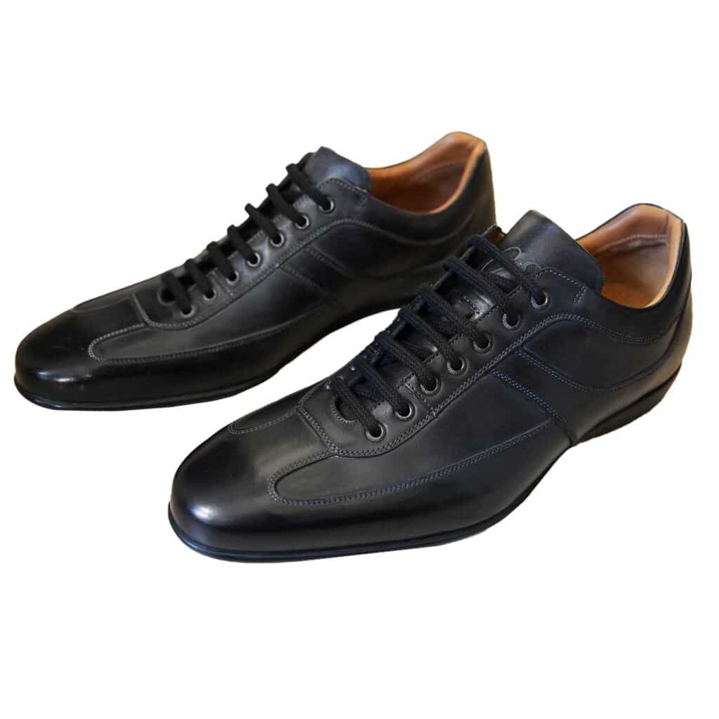 Carlos Santos Black Leather Trainers