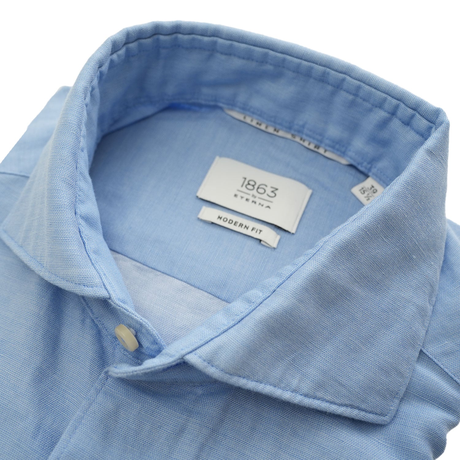 Eterna 1863 Linen Cotton Modren Fit Blue Shirt collar