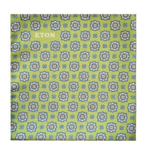 Eton green pocket square with abstract floral pattern