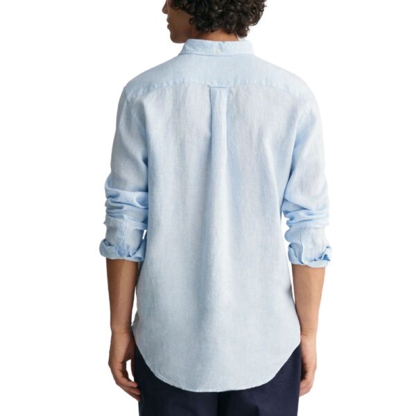 Gant Regular Fit Houndstooth Light Blue Linen Shirt Mesnwearonline 3