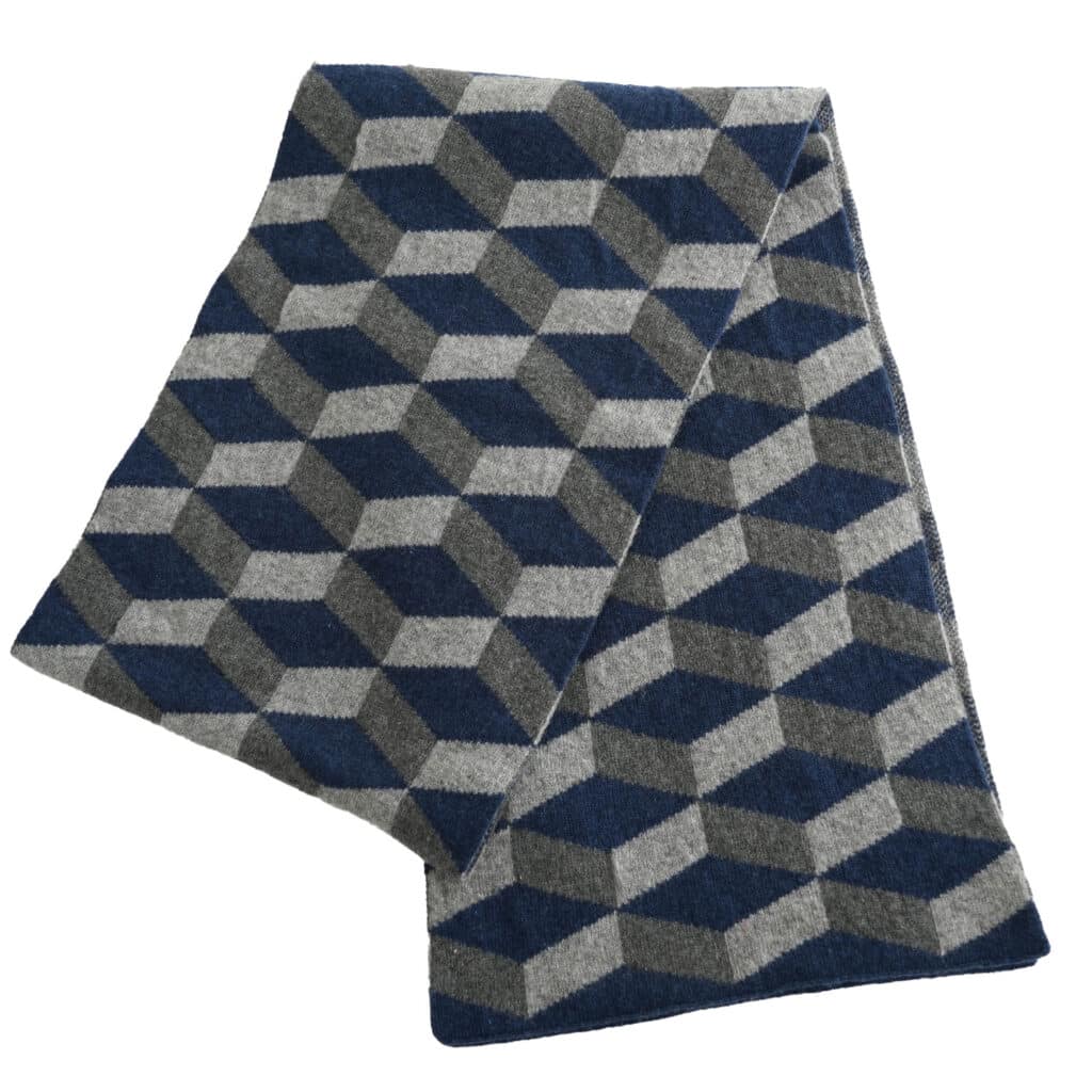 Geometric scarf grey and navy