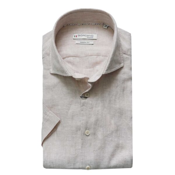 Giordano Front Linen Cutaway Short Sleeve Biscuit Shirt