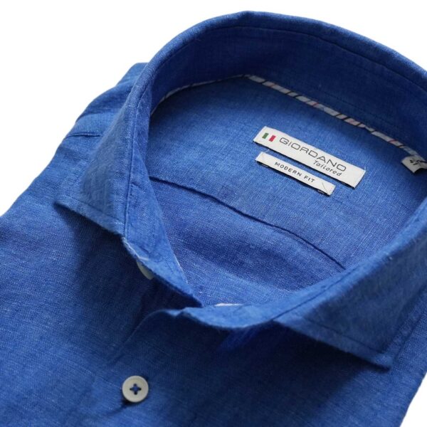Giordano Front Linen Cutaway Short Sleeve Cobalt Blue Shirt