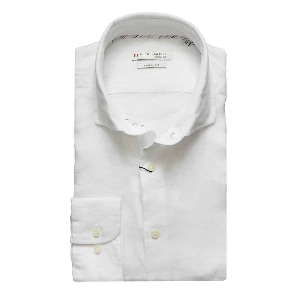 Giordano Maggiore Linen Semi Cutaway White Shirt