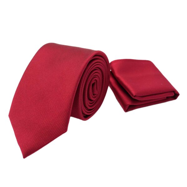 Red textured tie and pocket square set 2