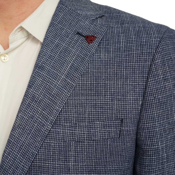 Roy Robson Slim Fit Linen Navy And Blue Check Jacket 1