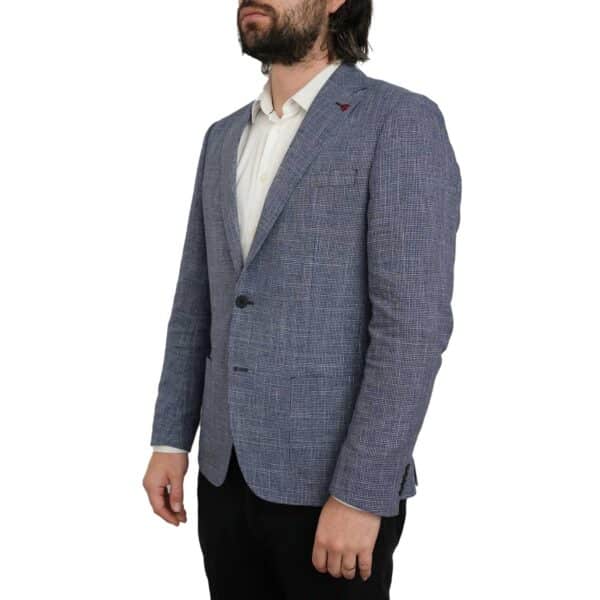 Roy Robson Slim Fit Linen Navy And Blue Check Jacket 2