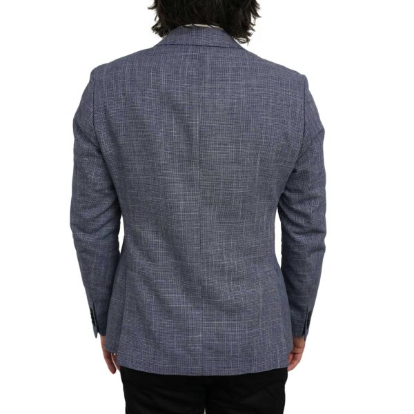 Roy Robson Slim Fit Linen Navy And Blue Check Jacket 3