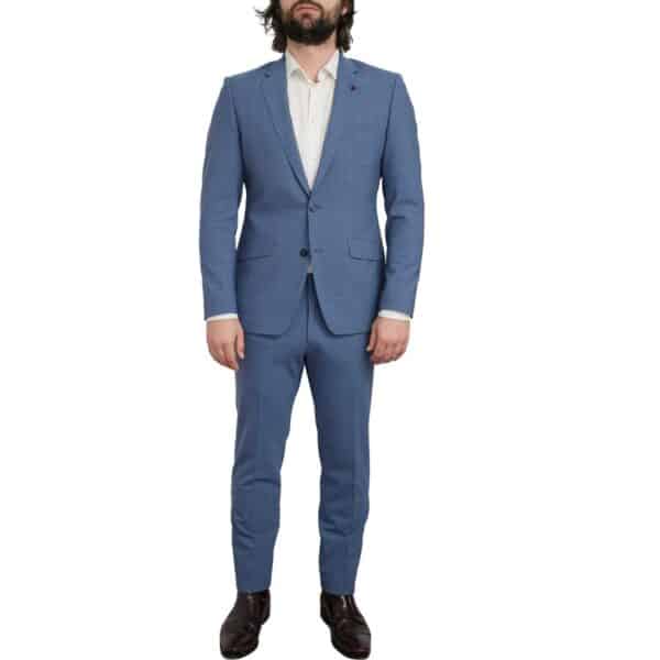 Roy Robson Slim Fit Stretch Virgin Wool Blend Light Blue Suit 4
